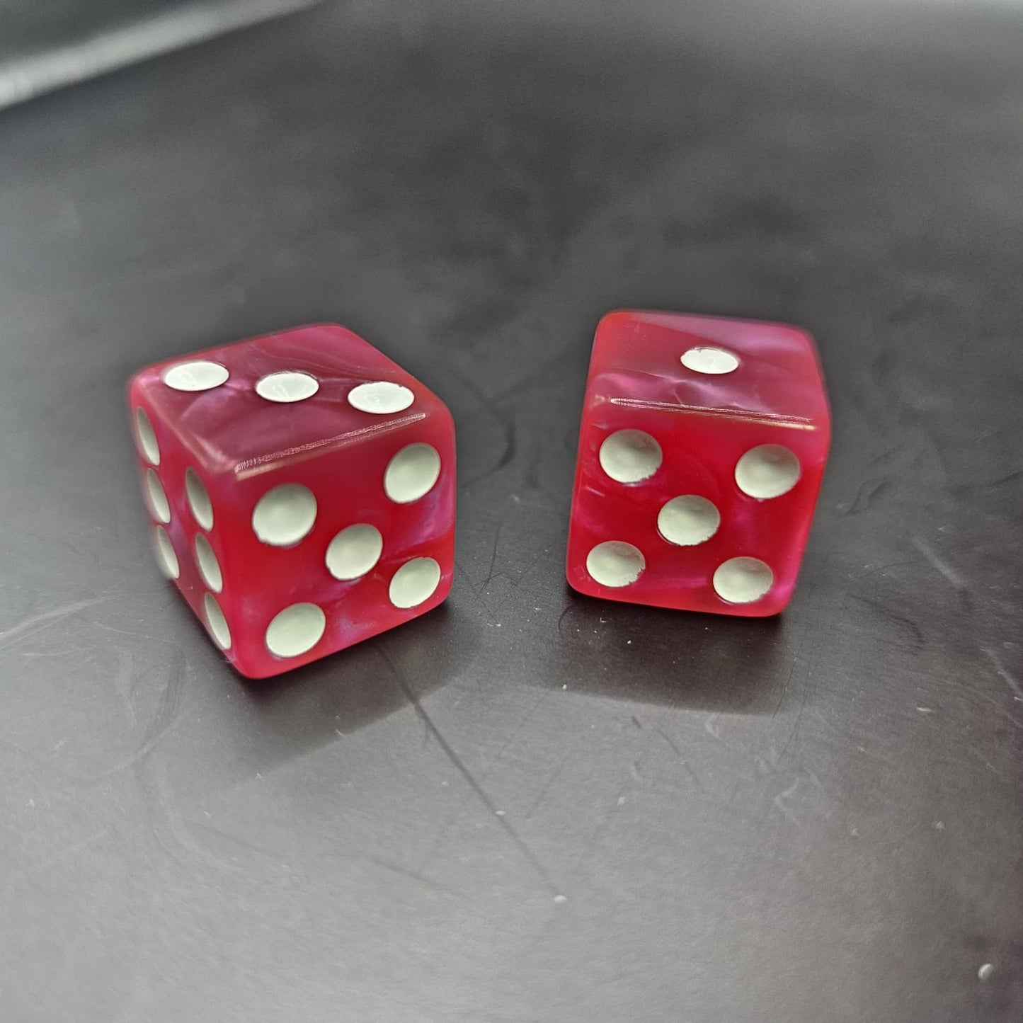 10 Pack of 16mm Acrylic D6 Dark Red Pearl Straight Edge