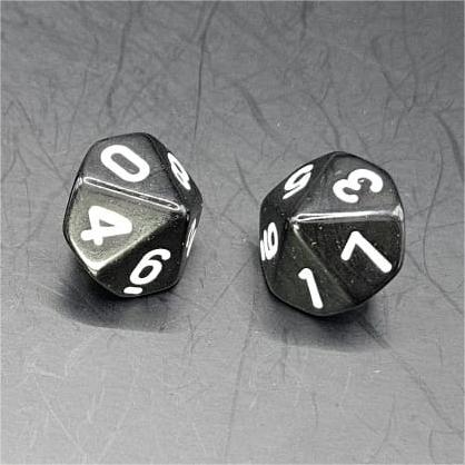 Pack of Black 20mm D10 Dice