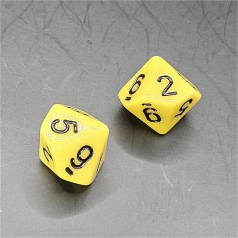 Pack of Yellow 20mm D10 Dice