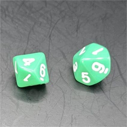 Pack of Green 20mm D10 Dice