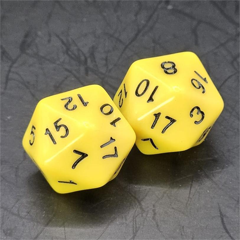 Pack of Yellow 20mm D20 Dice
