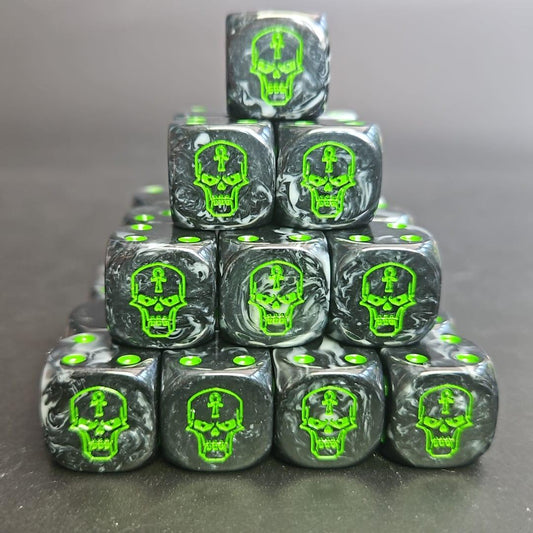 Pack of 16mm Robot Black and Grey Colour Rounded Edge Dice