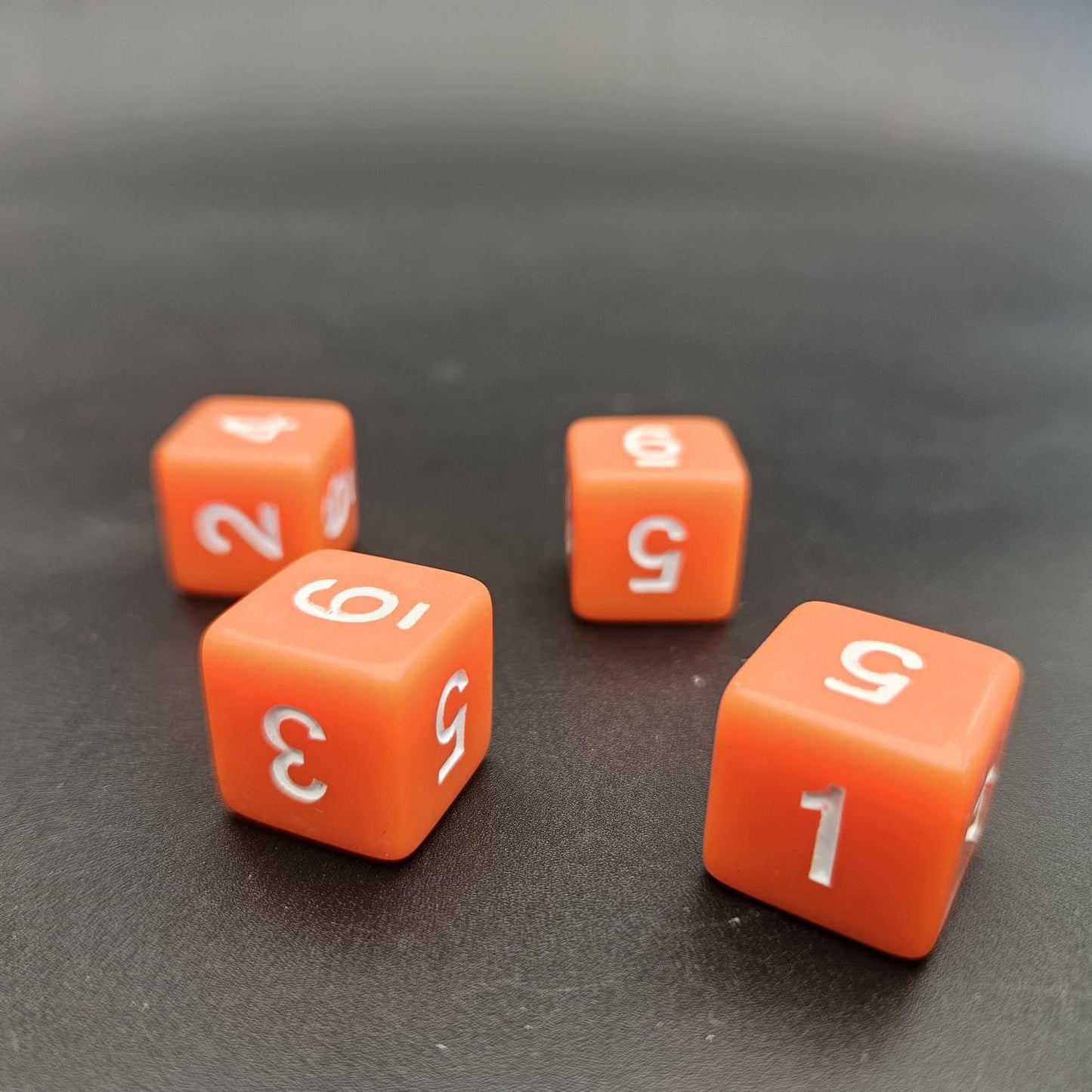 16mm Numbered Sharp Edge / Square Edge D6 Dice Orange