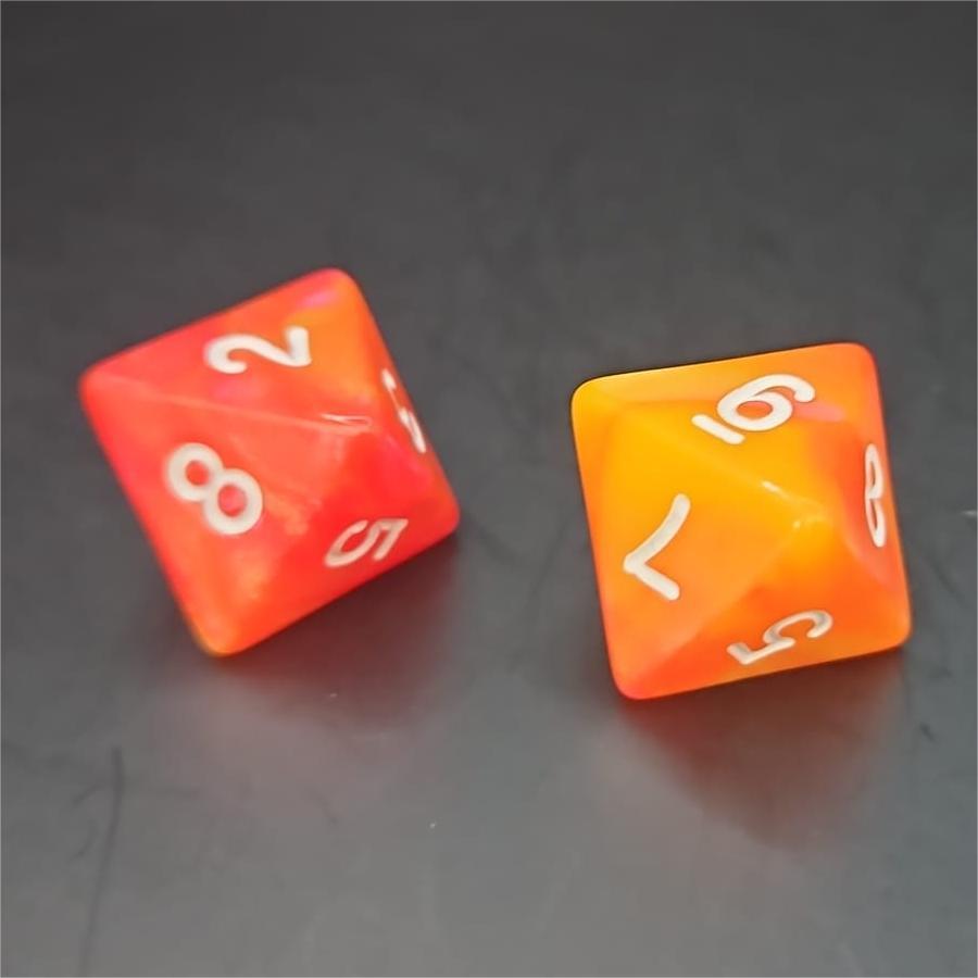 Orange and Red D8 20mm Acrylic Dice