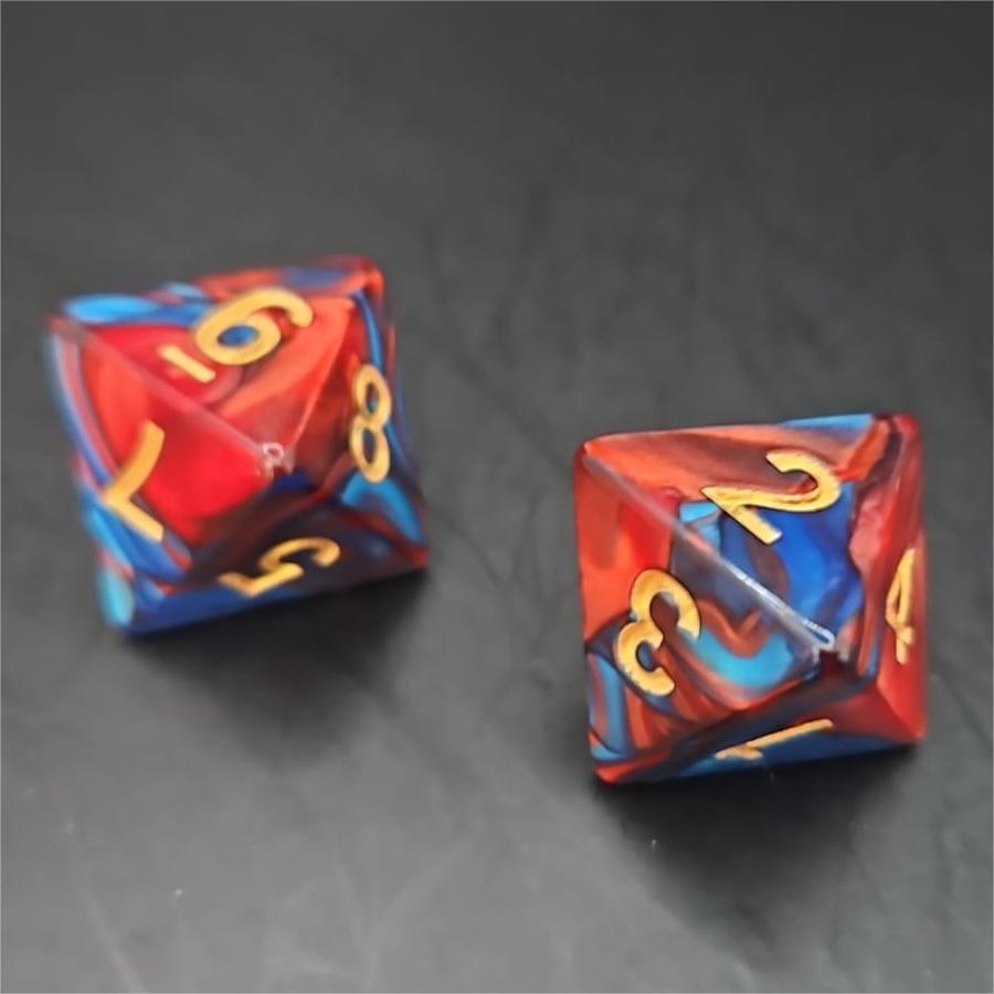 Red and Blue D8 20mm Acrylic Dice