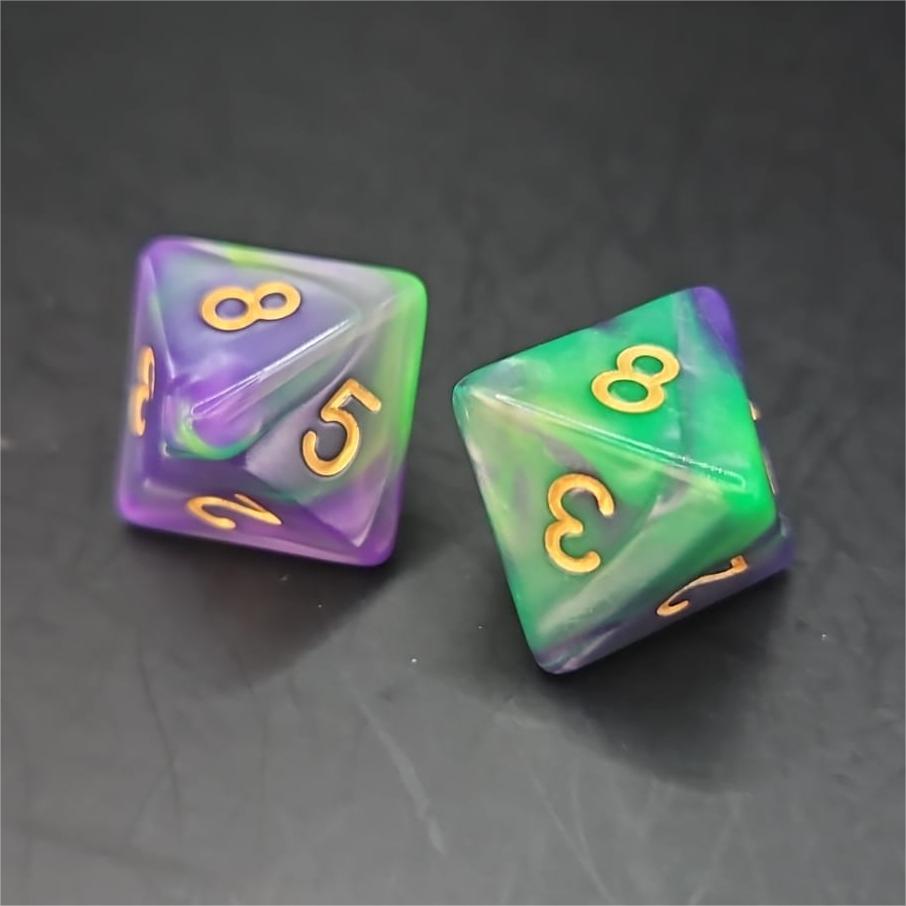 Green and Purple D8 20mm Acrylic Dice