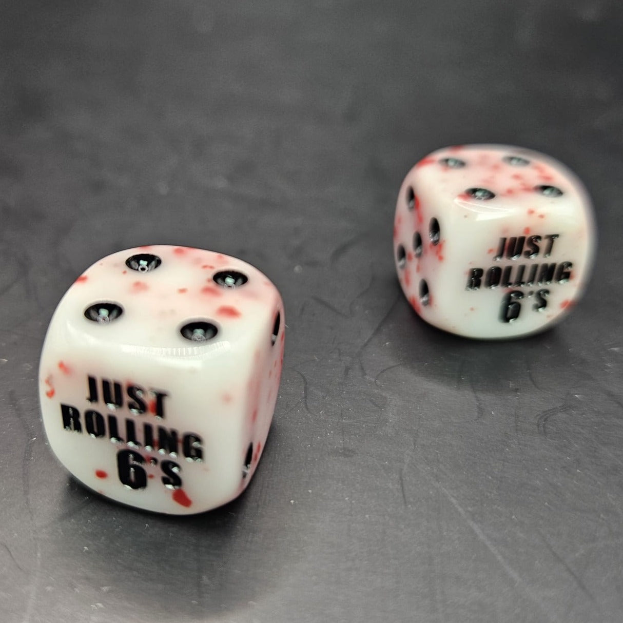 10 Pack of 16mm JustRolling6 Blood Splatter Rounded Edge Dice