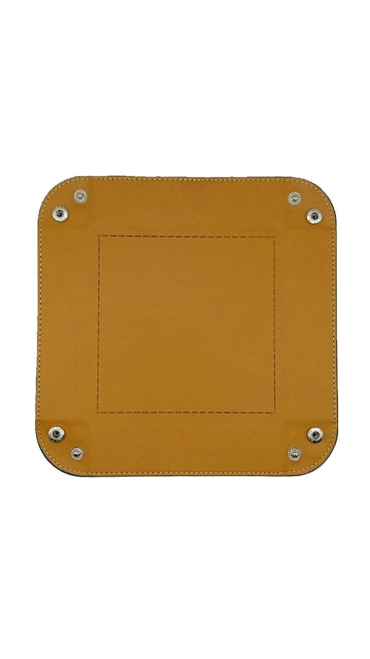 Brown Dice Square Folding Tray with PU Leather backing