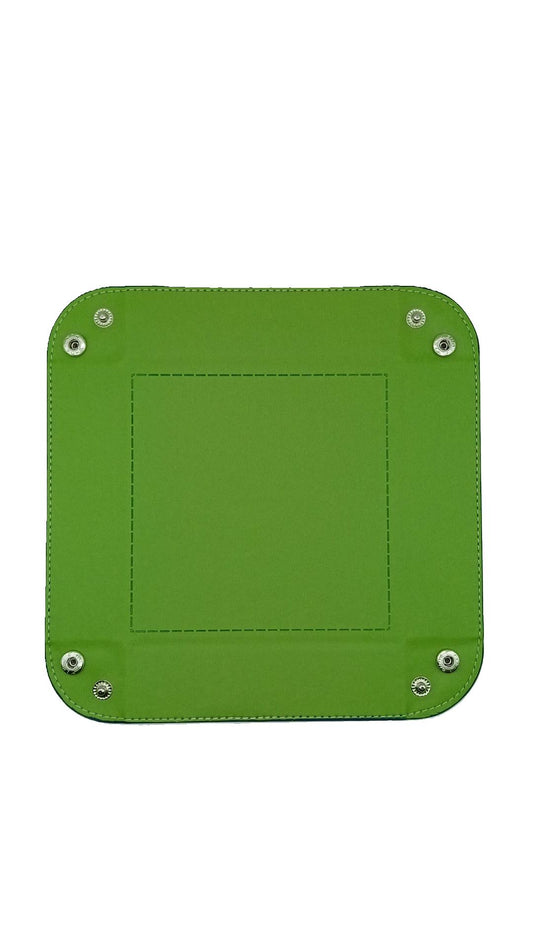 Green Dice Square Folding Tray with PU Leather backing
