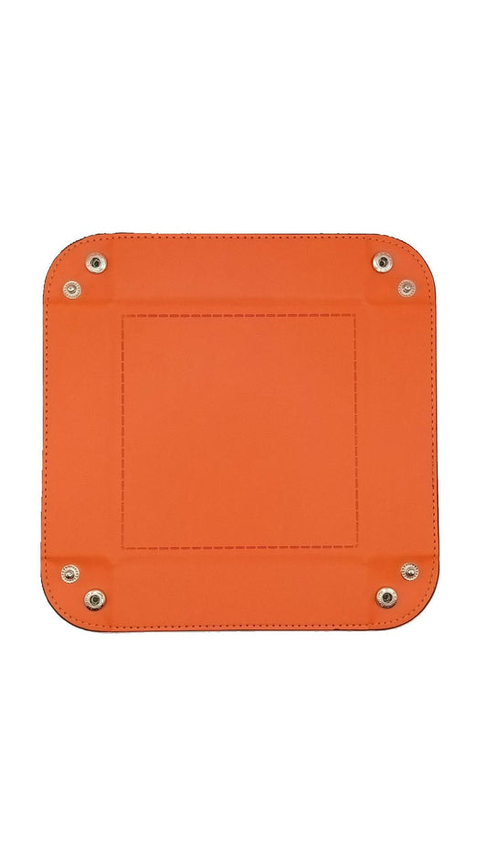 Orange Dice Square Folding Tray with PU Leather backing