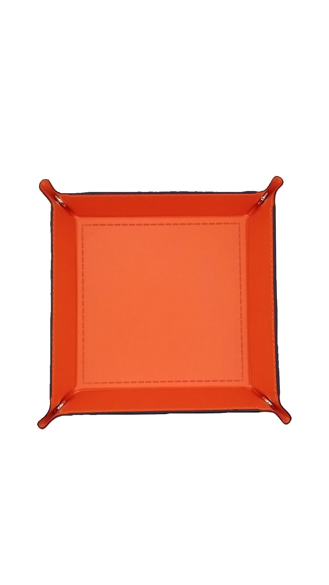 Orange Dice Square Folding Tray with PU Leather backing