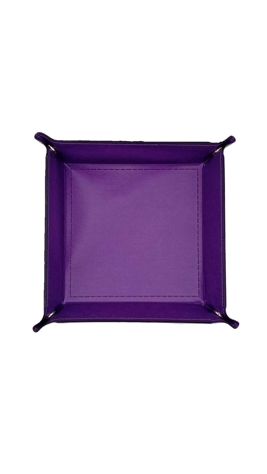 Purple Dice Square Folding Tray with PU Leather backing