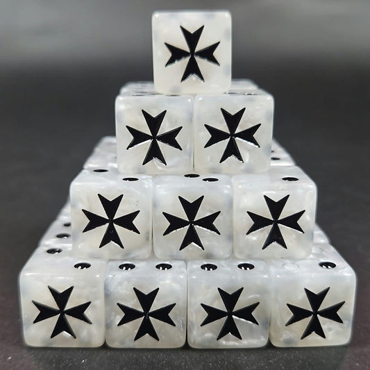 Pack of 16mm Templar White Pearl Straight Edge Dice