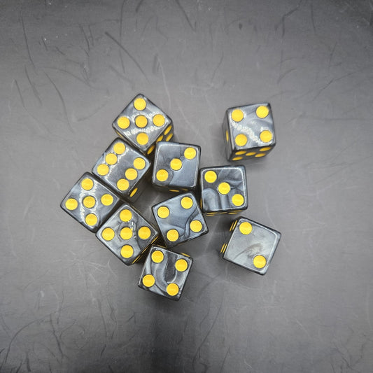 10 Pack of 16mm Acrylic D6 Black Pearl Straight Edge