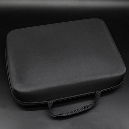 Black carrying case on a dark gray background