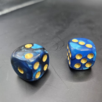 10 Pack of 16mm Two Colour Acrylic D6 Blue & Black
