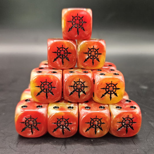 10 Pack of 16mm Chaos Molten Red Rounded Edge Dice