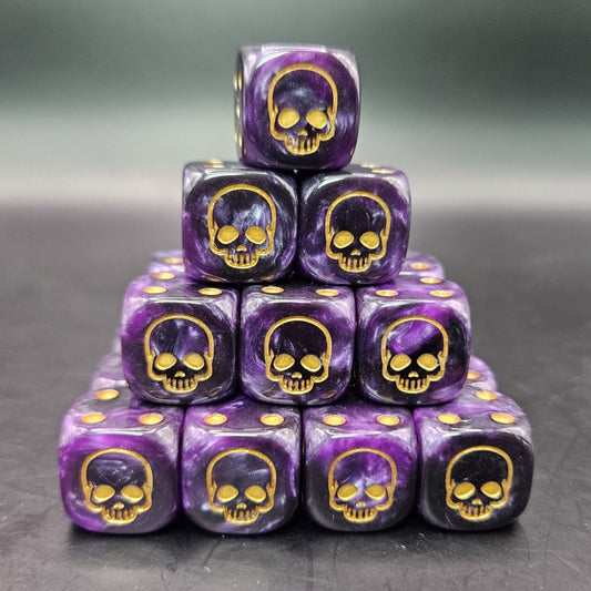 10 Pack of 16mm Death Purple Rot Rounded Edge Dice