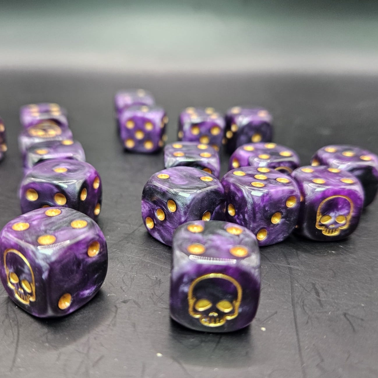 10 Pack of 16mm Death Purple Rot Rounded Edge Dice