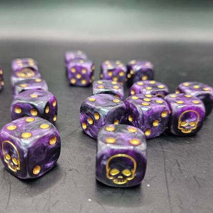 10 Pack of 16mm Death Purple Rot Rounded Edge Dice