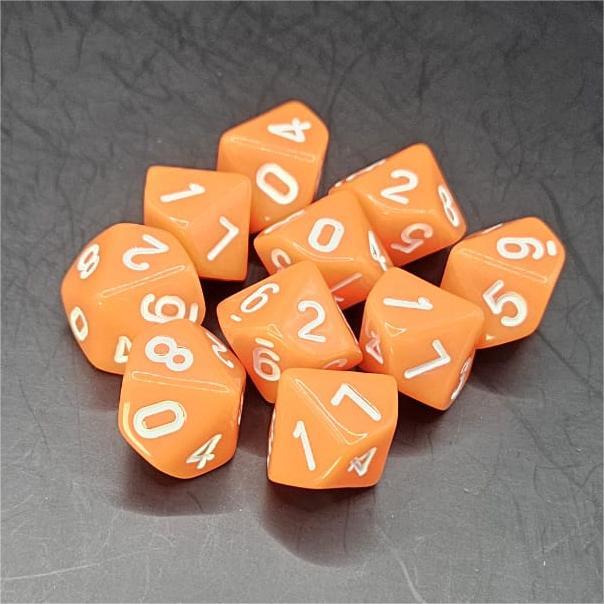 Pack of Orange 20mm D10 Dice