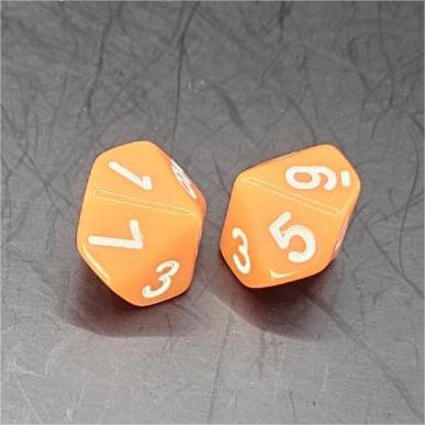 Pack of Orange 20mm D10 Dice