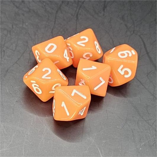 Pack of Orange 20mm D10 Dice
