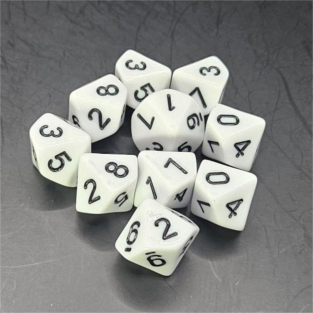 Pack of White 20mm D10 Dice