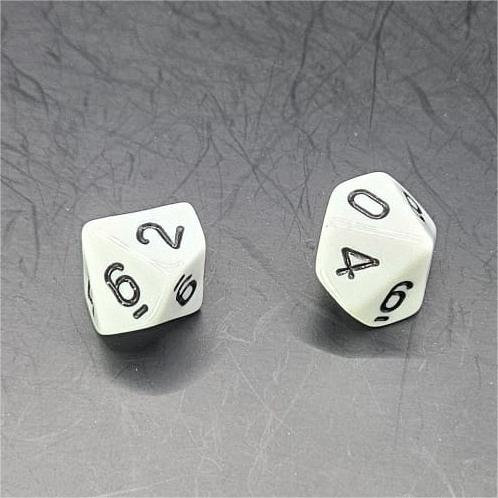 Pack of White 20mm D10 Dice