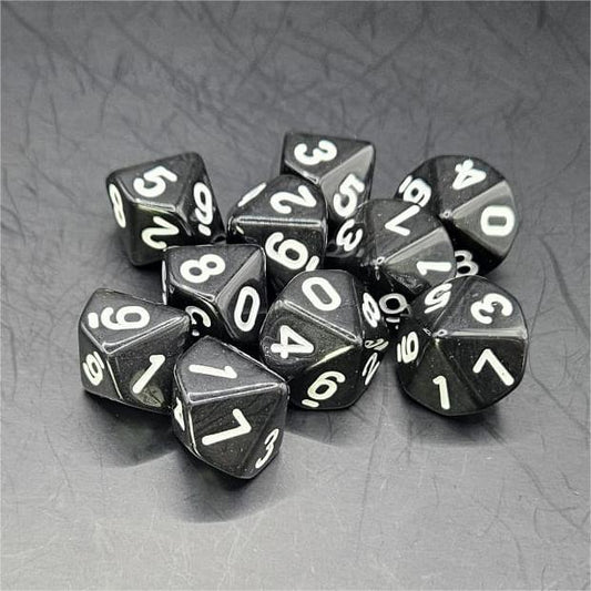 Pack of Black 20mm D10 Dice