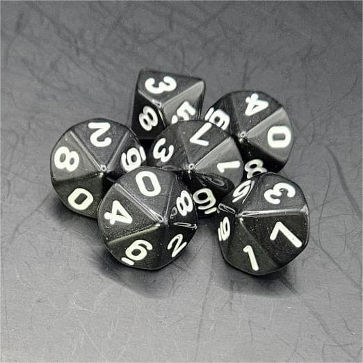 Pack of Black 20mm D10 Dice