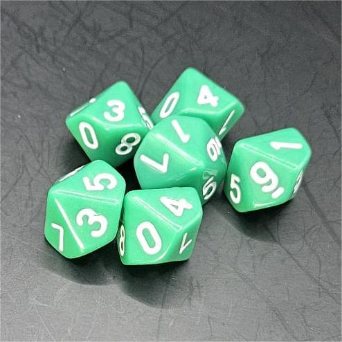 Pack of Green 20mm D10 Dice