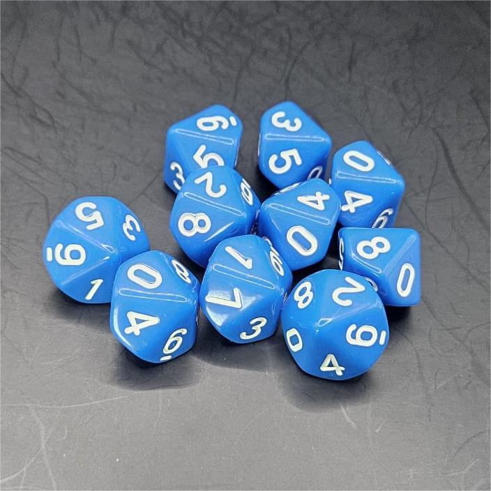 Pack of Blue 20mm D10 Dice