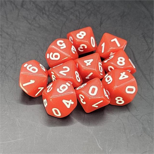 Pack of Red 20mm D10 Dice
