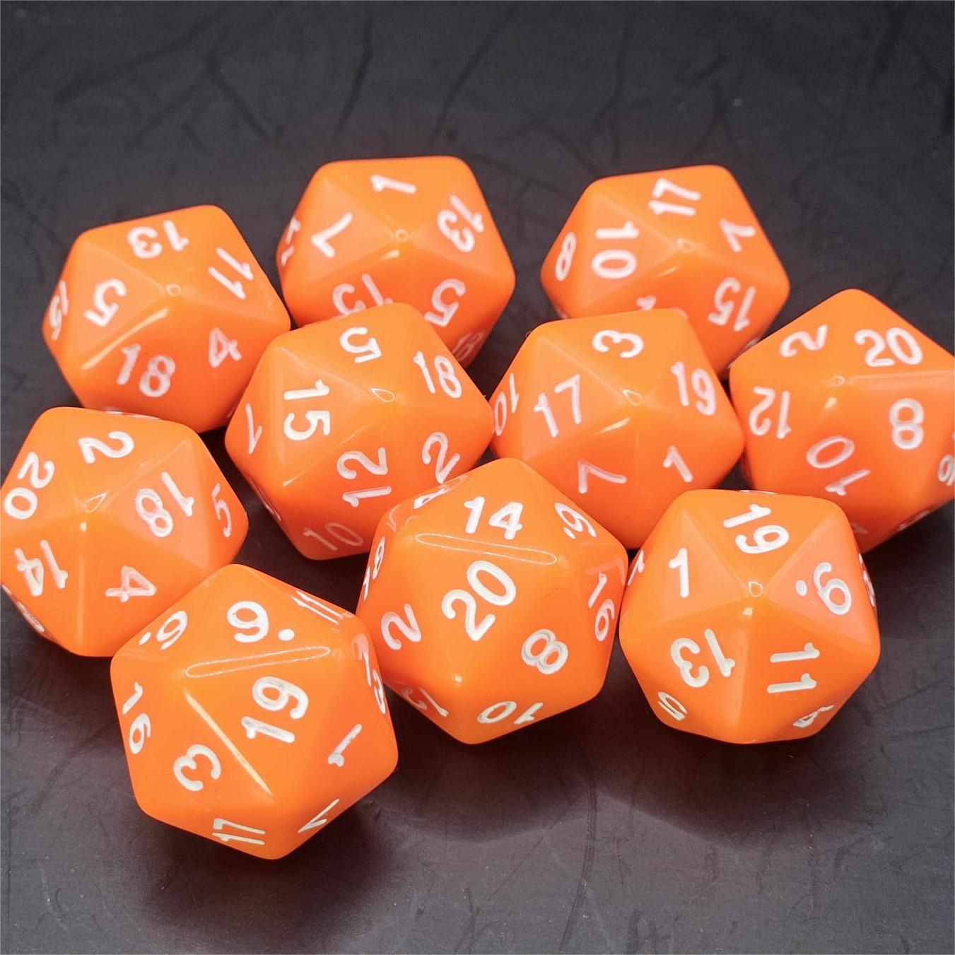 Pack of Orange 20mm D20 Dice