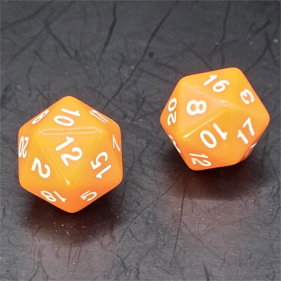Pack of Orange 20mm D20 Dice
