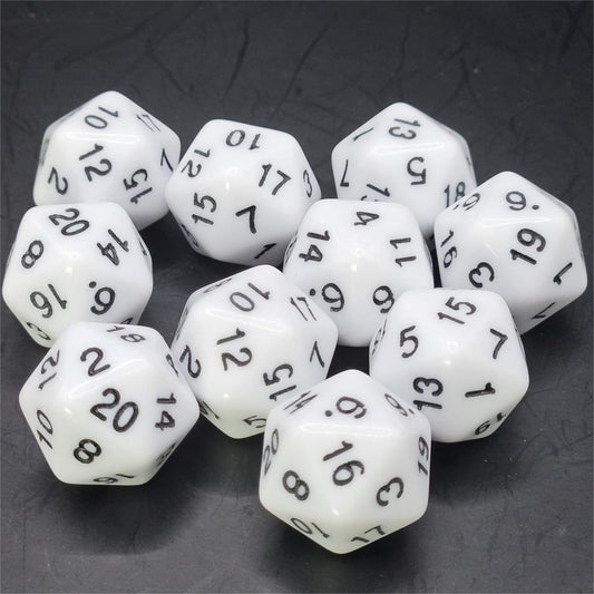 Pack of White 20mm D20 Dice