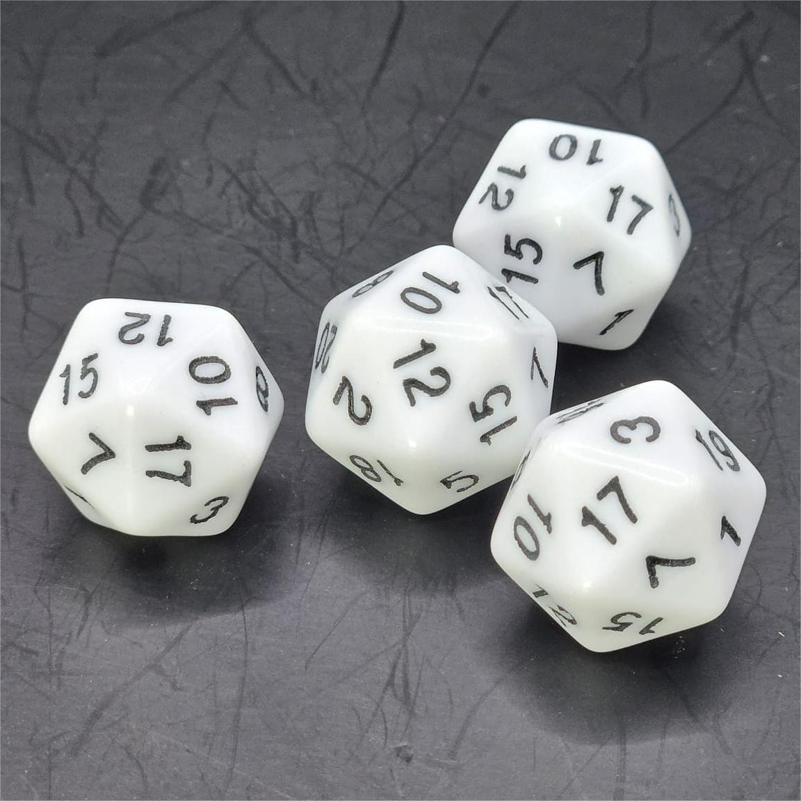 Pack of White 20mm D20 Dice