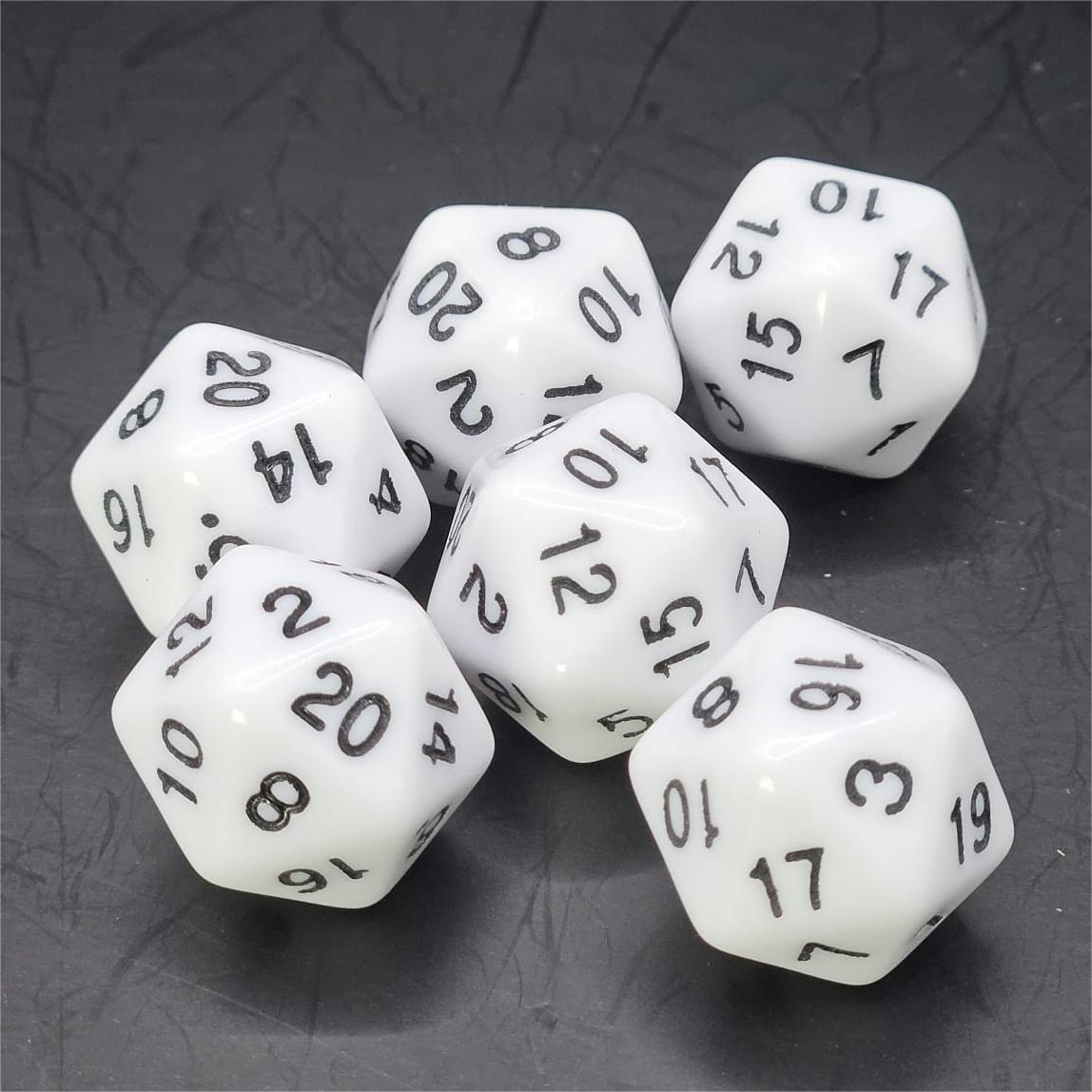 Pack of White 20mm D20 Dice
