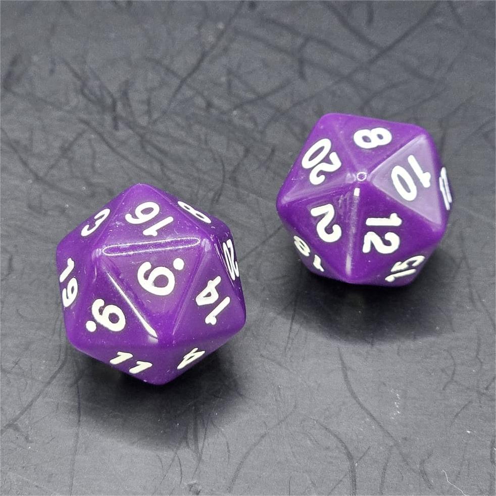 Pack of Purple 20mm D20 Dice