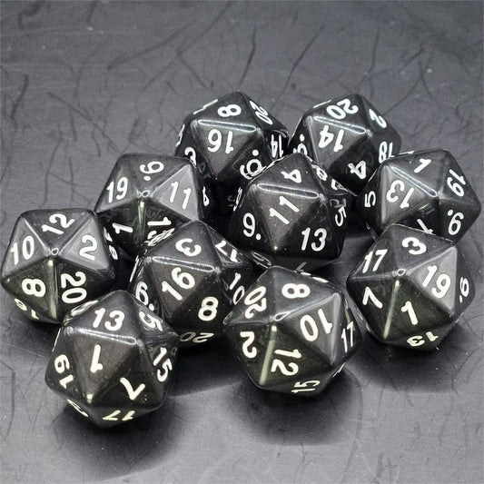 Pack of Black 20mm D20 Dice