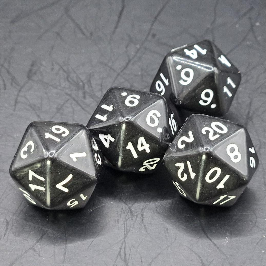 Pack of Black 20mm D20 Dice
