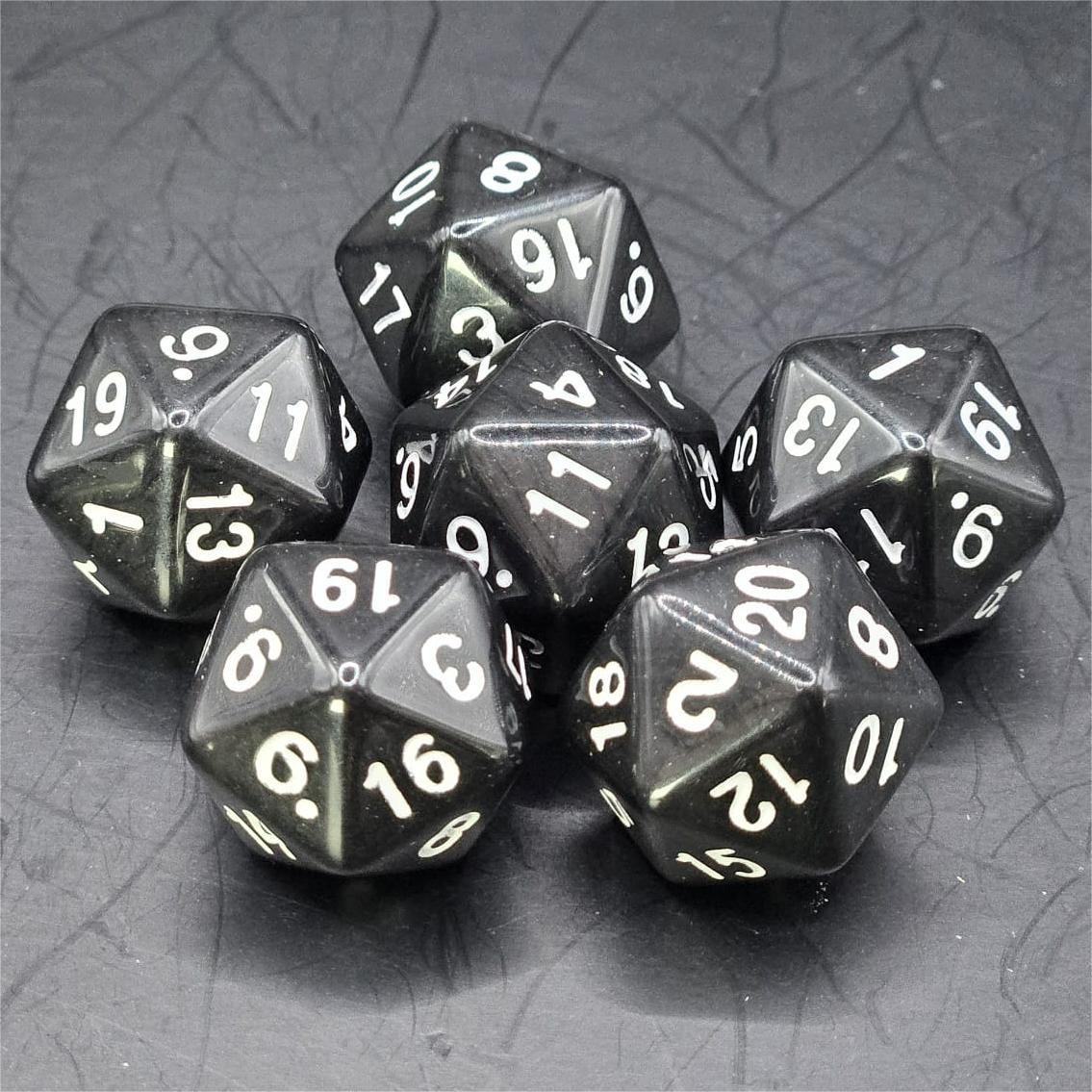 Pack of Black 20mm D20 Dice