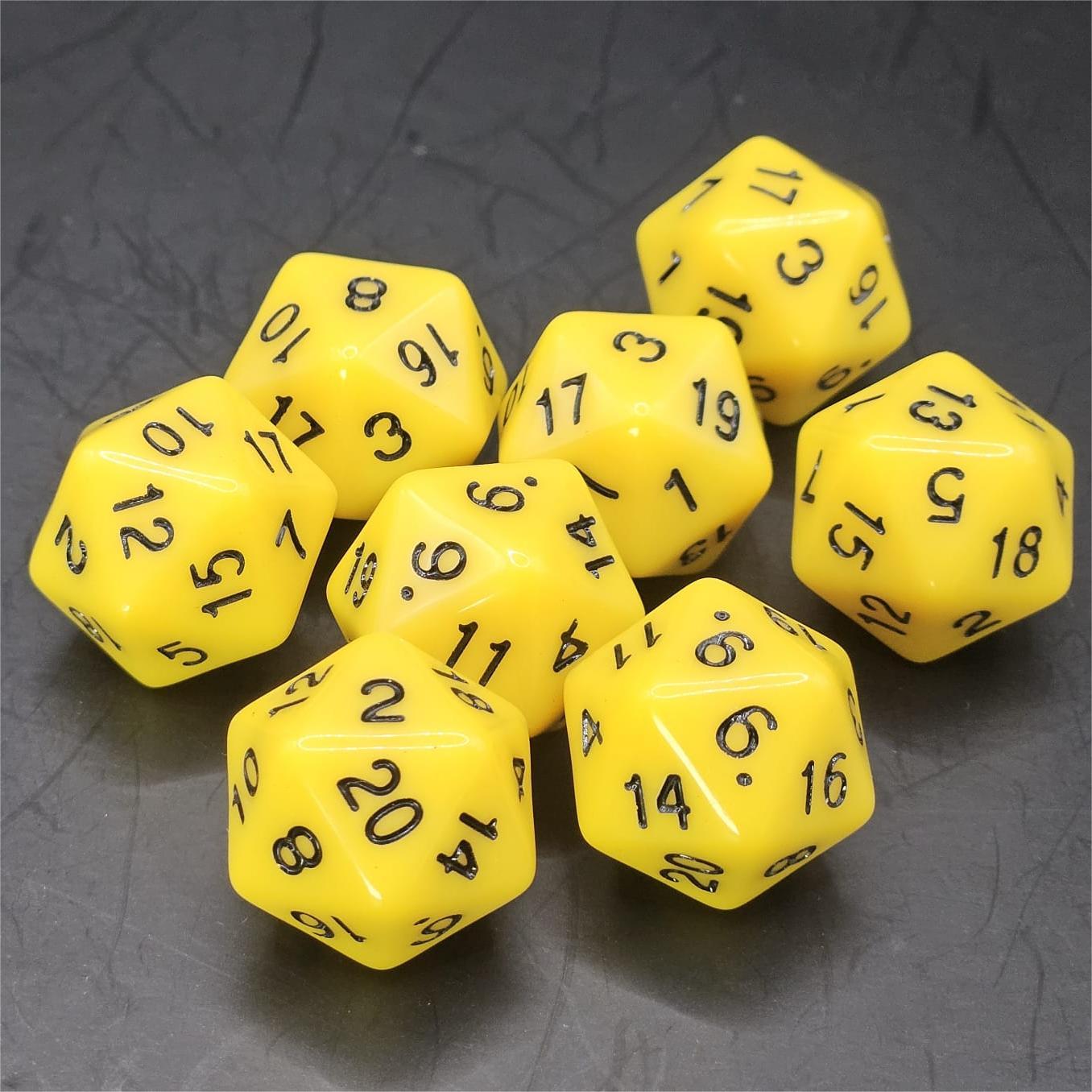 Pack of Yellow 20mm D20 Dice