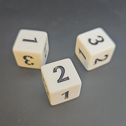 Pack of 16mm White Straight Edge D3 Dice
