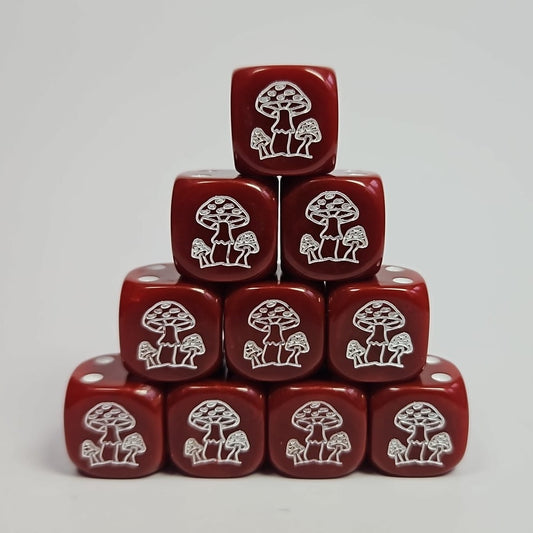 Pack of 16mm Troll Cave Goblin Mushroom Etchings Rounded Edge Dice
