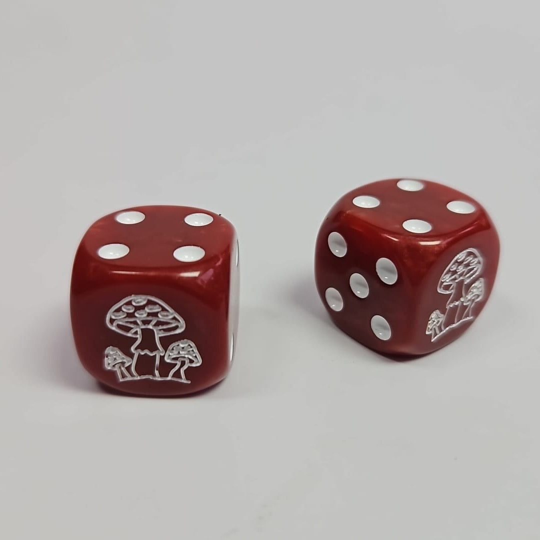 Pack of 16mm Troll Cave Goblin Mushroom Etchings Rounded Edge Dice