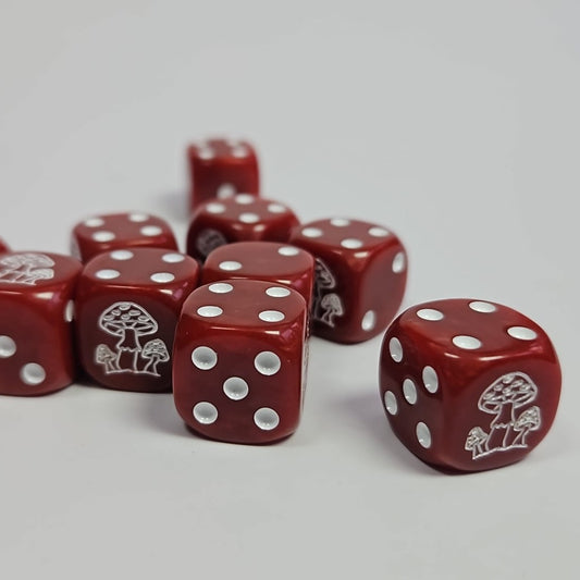 Pack of 16mm Troll Cave Goblin Mushroom Etchings Rounded Edge Dice