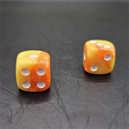 10 Pack of 16mm Two Colour Acrylic D6 Yellow and Orange