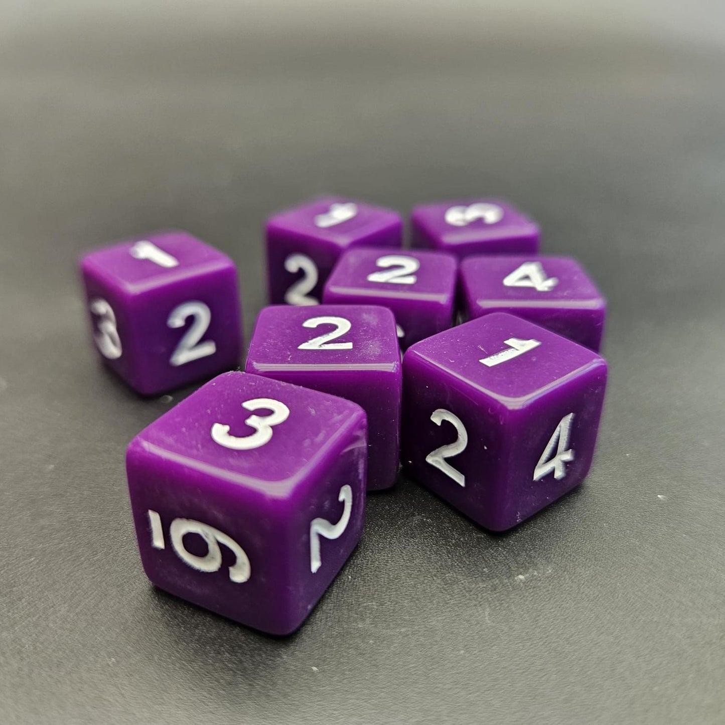 16mm Numbered Sharp Edge / Square Edge D6 Dice Purple